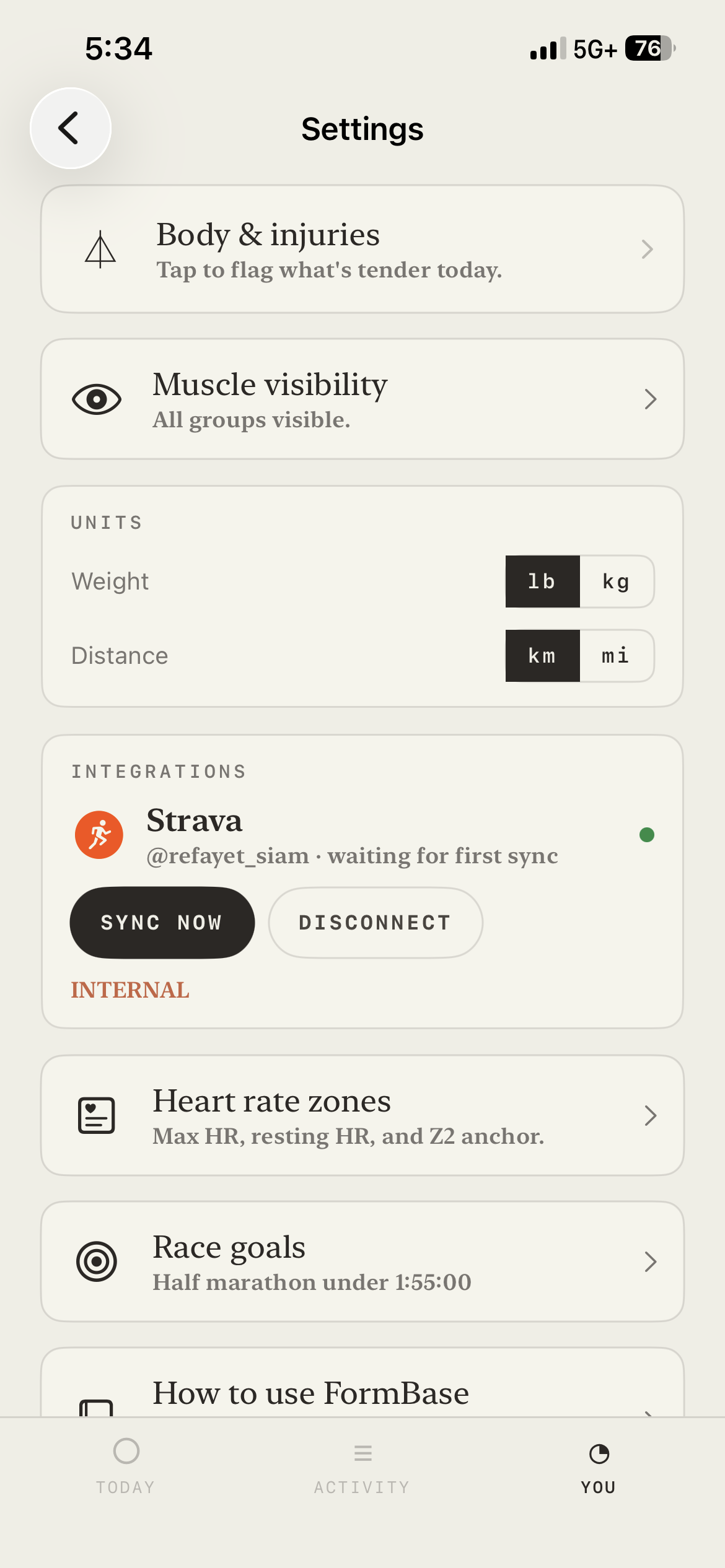 FormBase Strava integration settings